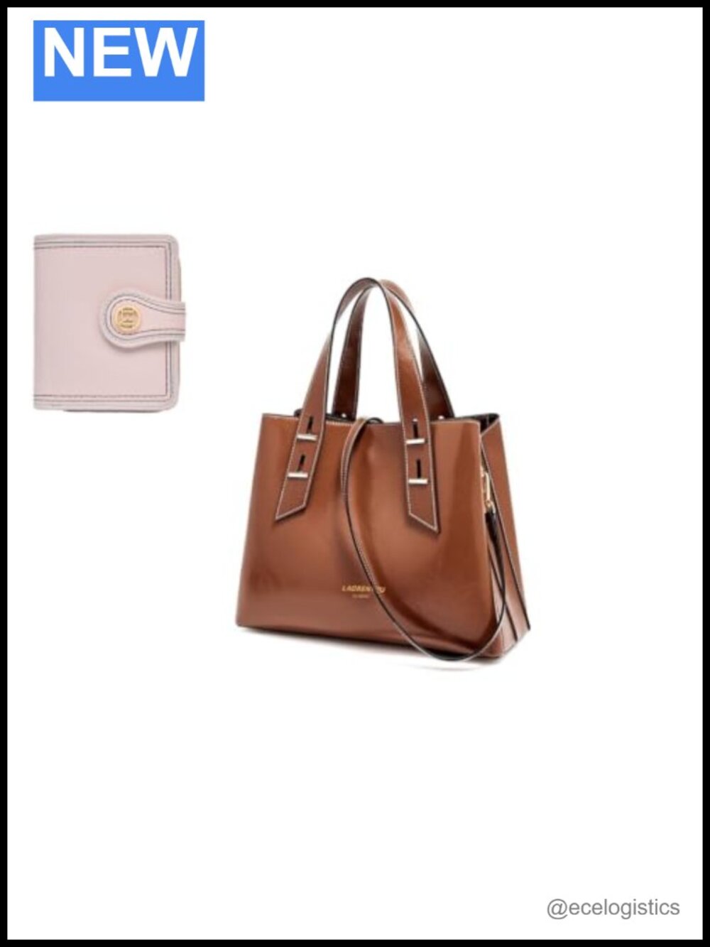 Genuine Leather Women's Crossbody Handbag Satchel with Bifold Wallet Adjustable
